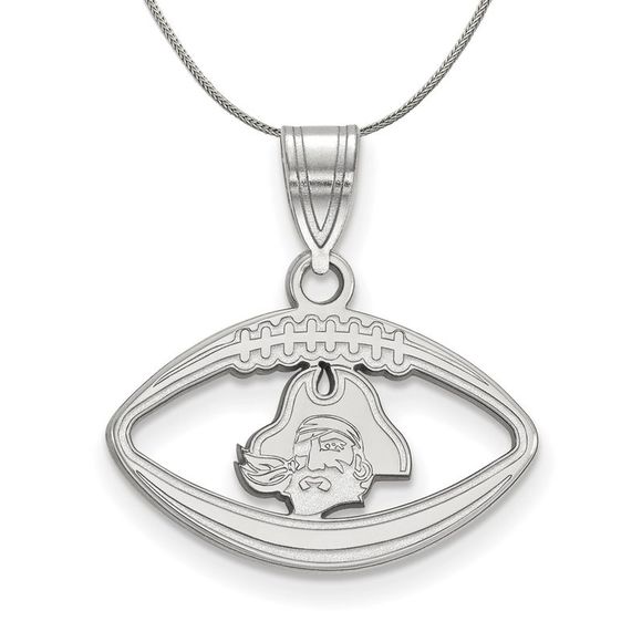 Sterling Silver East Carolina U Football Necklace - 20 Inch